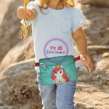 Baby Unicorn ITH Lined Zipper Waist Pouch 5x7