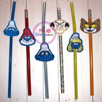 Blue Friends ITH Pencil-Straw Buddy Set 1