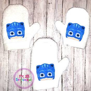 Blue Masked Night Hero Bath Mitt ITH 5x7