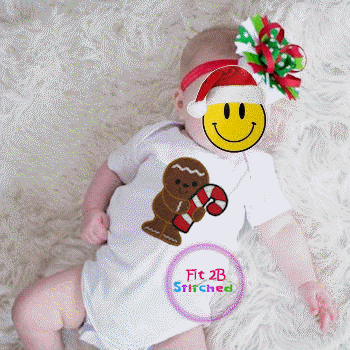 Candy Cane Gingerbread Appl 2 Sizes