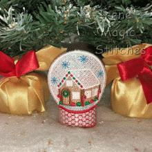 Christmas FSL House Tea Light Orn Wrap 4x4