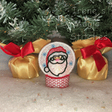 Christmas FSL Santa Head Tea Light Orn Wrap 4x4