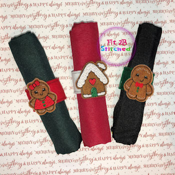 Christmas ITH Napkin Band Set 2