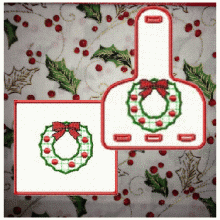 Christmas Wreath ITH 5x7 Towel Topper 5x5 Pot Holder