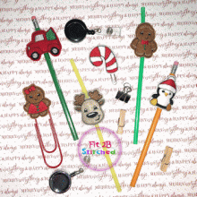 Chunky Christmas ITH Pencil-Straw Buddy Set 2