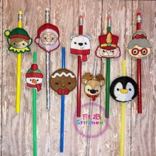 Chunky Christmas ITH Pencil-Straw Buddy Set 4
