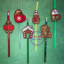 Chunky Gingerbread ITH Pencil-Straw Buddy Set 1