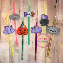 Chunky Pastel Halloween 1 ITH Pencil-Straw Buddy Set