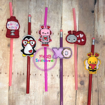 Chunky Valentine ITH Pencil-Straw Buddy Set 1