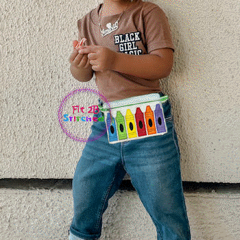 Crayon ITH Lined Zipper Waist Pouch 5x7