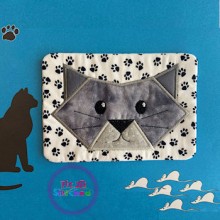 Cute Origami Cat ITH Mug Rug 5x7