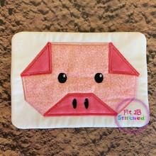 Cute Origami Pig ITH Mug Rug 5x7