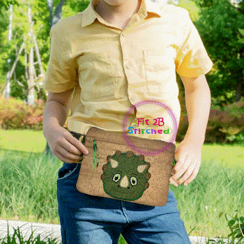 Dino ITH Lined Zipper Waist Pouch 5x7