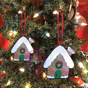 Gingerbread House FSL Flashing Orn 2 Sizes