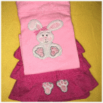 Girl Bunny Applique With Paw Prints