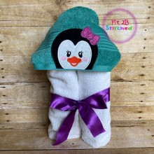 Girl Penguin Towel Hoodie 5x7