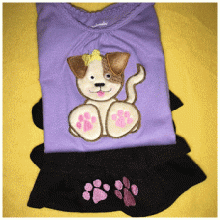 Girl Puppy Applique With Paw Prints
