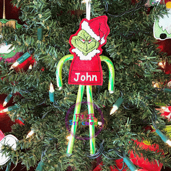 Grinch Candy Cane ITH Holder 4x4