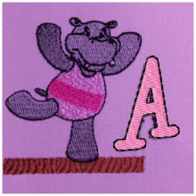 Gymnastic Hippo Alphabet UC-LC-Numbers