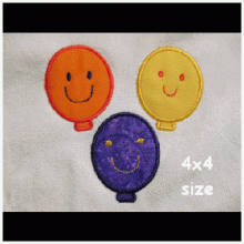 Happy Balloon Applique 4x4 5x7
