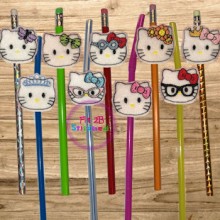 Hello Miss Kitty ITH Pencil-Straw Buddy Set 1