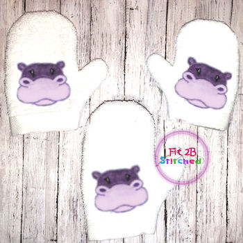 Hippo Bath Mitt ITH 5x7