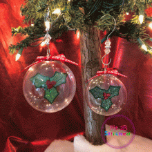 Holly Floating FSL Christmas Ornament 2 Sizes