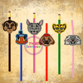 King Of The Jungle ITH Pencil-Straw Buddy Set 2