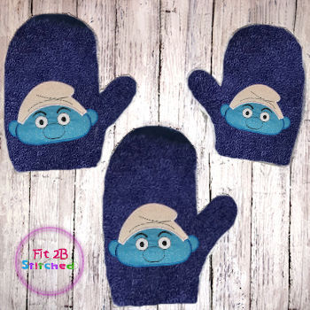 Lil Blue Guy 2 Bath Mitt ITH 5x7