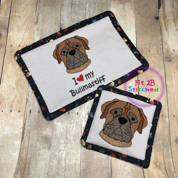 Love My Bullmastiff ITH Mug Rug-Coaster