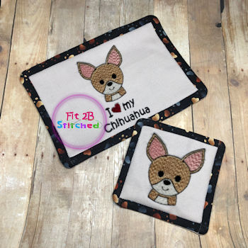 Love My Chihuahua ITH Mug Rug and Coaster