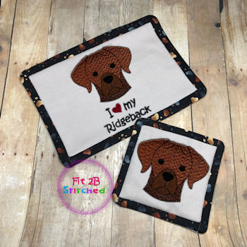 Love My Ridgeback ITH Mug Rug and Coaster