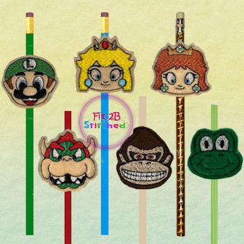 Mario Crew ITH Pencil-Straw Buddy Set 2