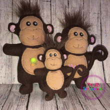 Molly Monkey ITH Stuffie 3 Sizes