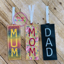 Mom-Mum-Dad Bookmark Vinyl 5x7