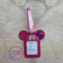 Mouse Girl Luggage Tag ITH 4x4