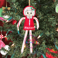 Mrs. Claus Candy Cane ITH Holder 4x4