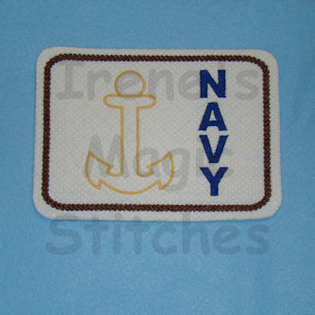 Navy ITH Mug Rug-5x7