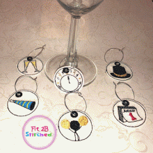 New Year ITH Wine Glass Charm Set