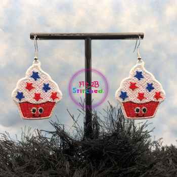 Patriotic Cupcake FSL Earring Set