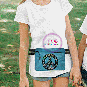 Peace Sign ITH Lined Zipper Waist Pouch 5x7