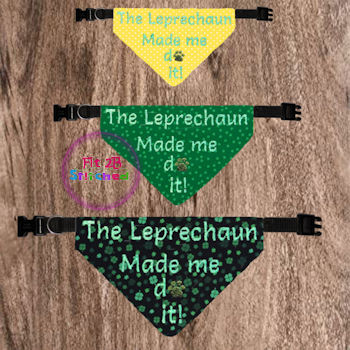 Pet Over Collar Bandana ITH 3 Sz-Leprechaun Made Me Do It