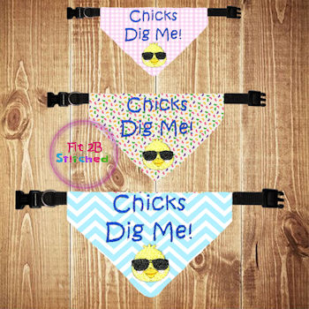 Pet Over Collar Bandana ITH 3 Sz-Chicks Dig Me