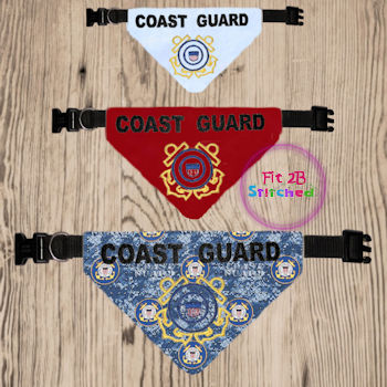 Pet Over Collar Bandana ITH 3 Sz-Coast Guard