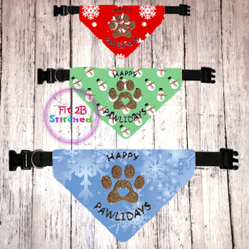 Pet Over Collar Bandana ITH 3 Sz-Happy Pawlidays