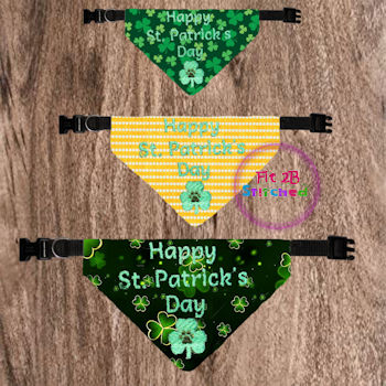 Pet Over Collar Bandana ITH 3 Sz-Happy St Patrick's