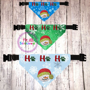 Pet Over Collar Bandana ITH 3 Sz-Ho-Ho-Ho-Snowman