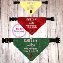 Pet Over Collar Bandana ITH 3 Sz-Santa's Cookie Tester