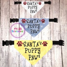 Pet Over Collar Bandana ITH 3 Sz-Santa's Puppy Paws
