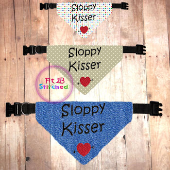 Pet Over Collar Bandana ITH 3 Sz-Sloppy Kisser